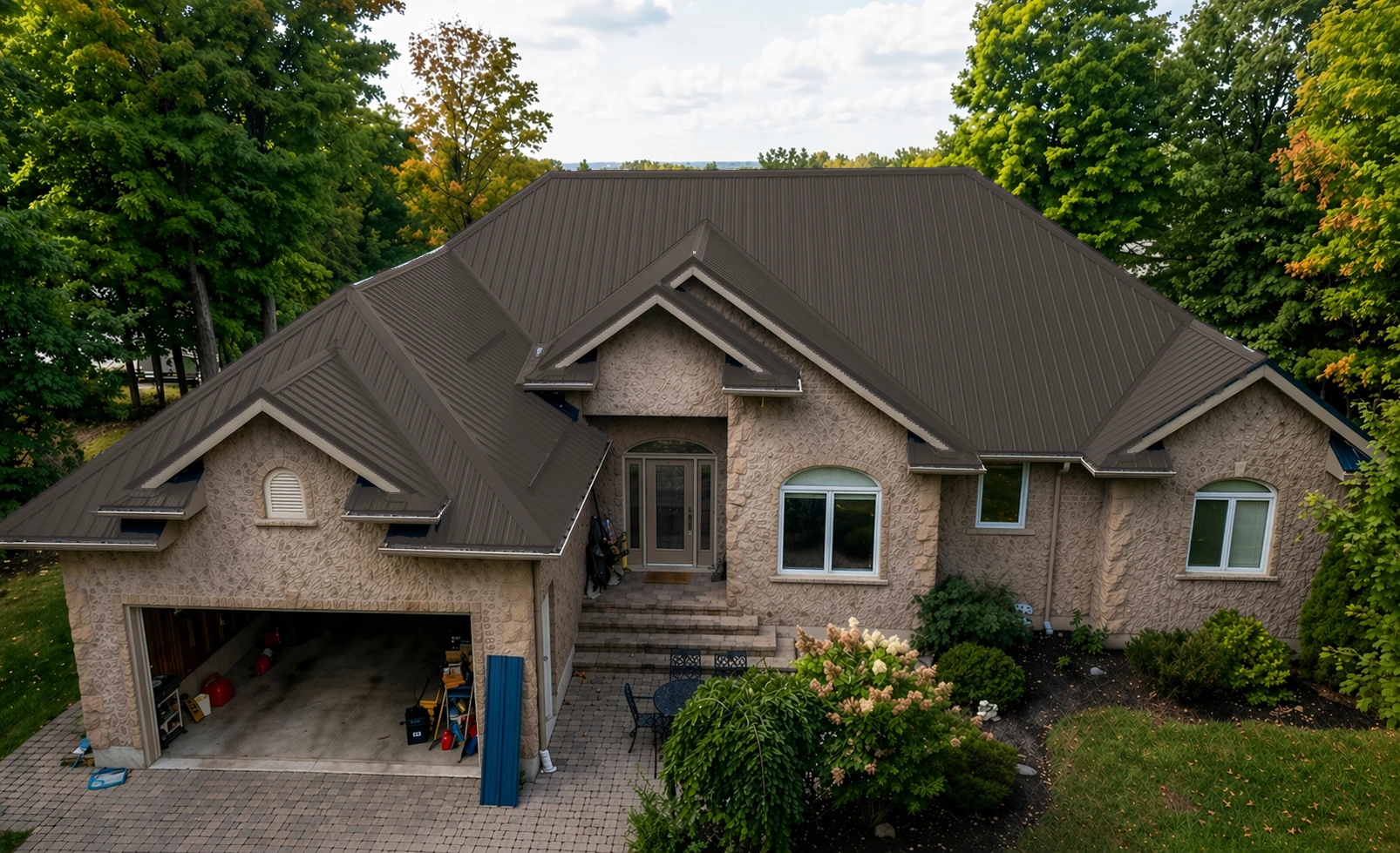 House example with textured graphite roofing.